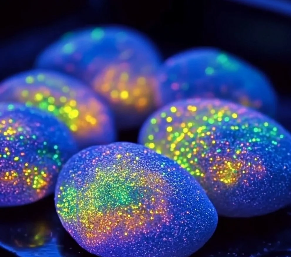 Glowing bouncy moon rocks for decorative and playful uses.