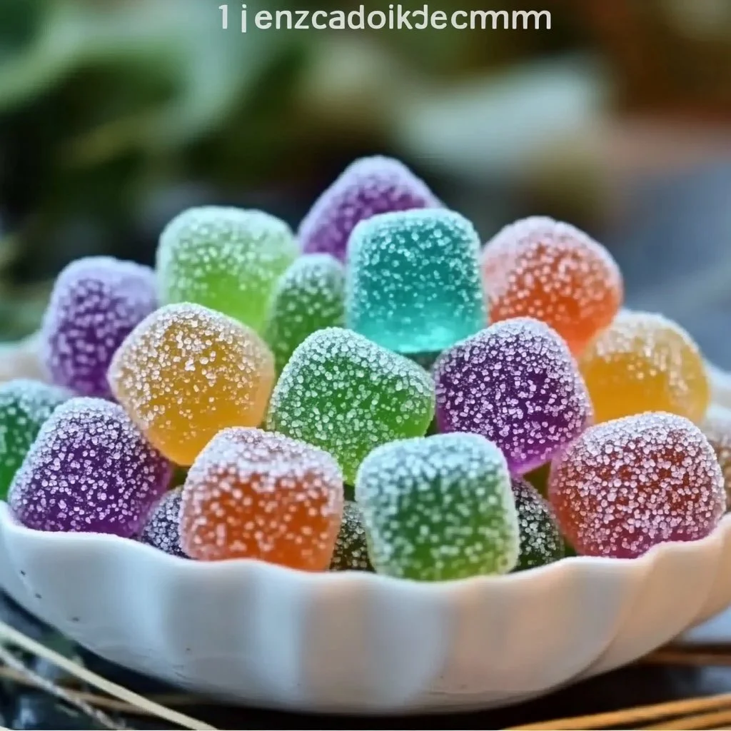 Colorful homemade gumdrops on a wooden surface