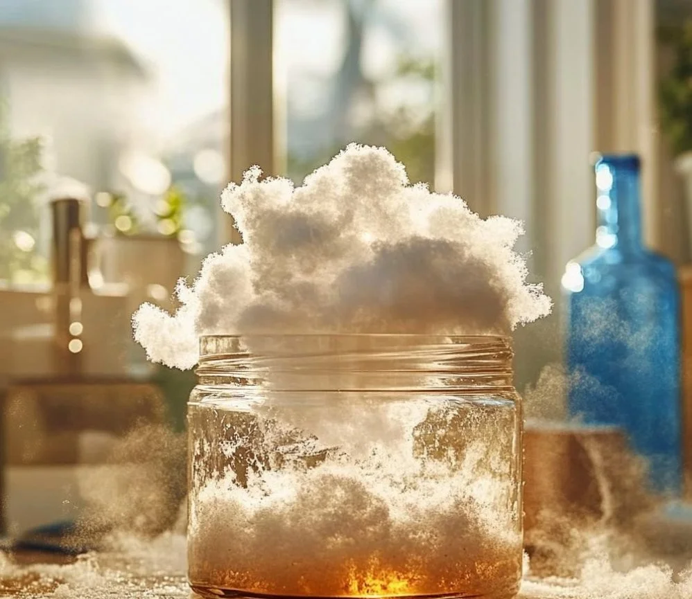 Homemade hot ice experiment using baking soda and vinegar