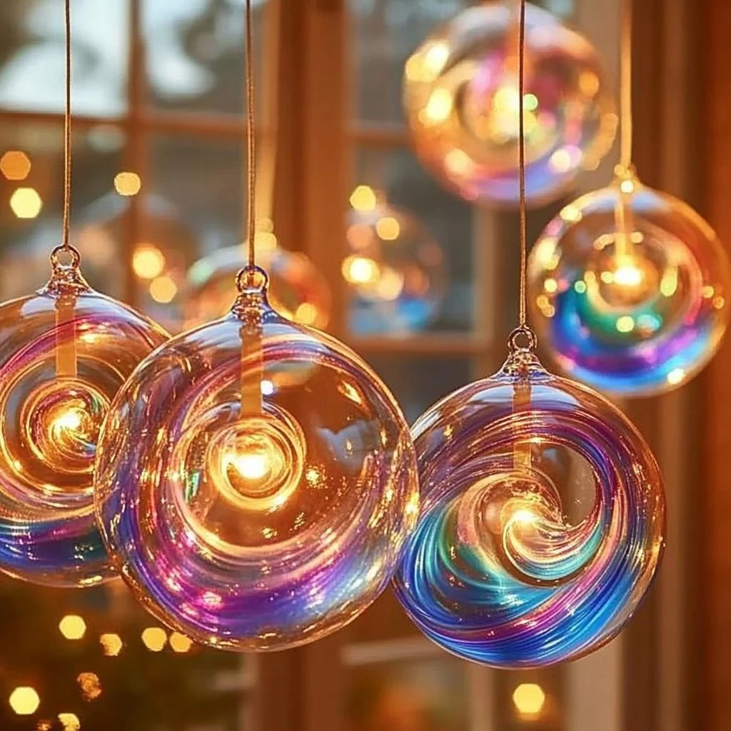 Colorful DIY magical glue suncatchers catching sunlight