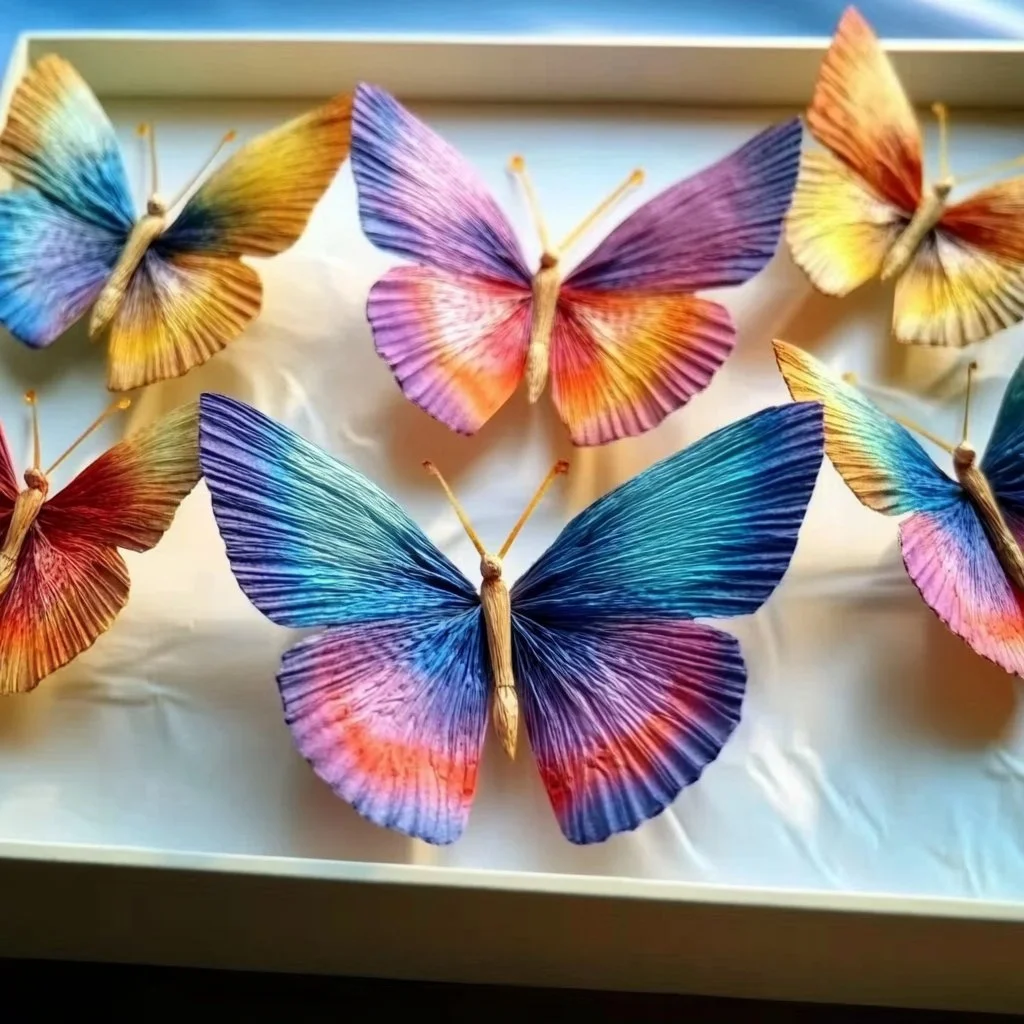Colorful rainbow butterfly craft for kids science project