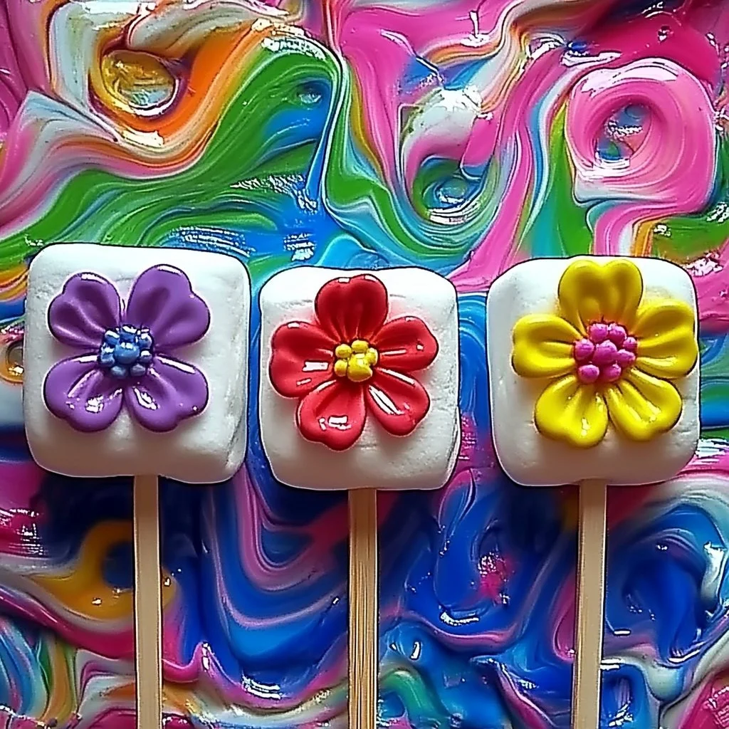 Child enjoying marshmallow painting with colorful paints and marshmallows.