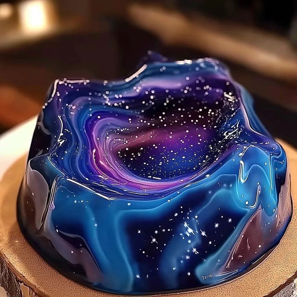 A beautifully glazed cake showcasing a perfect mirror glaze finish.