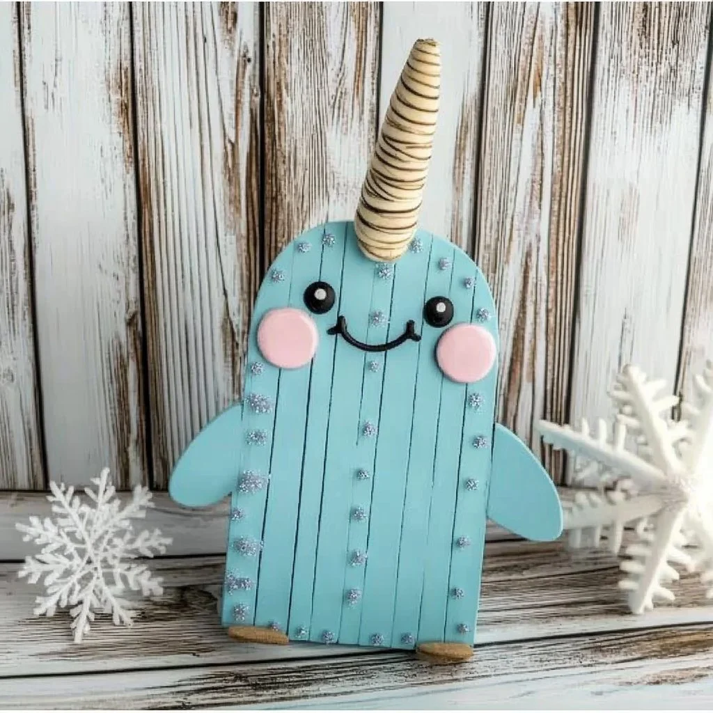 Colorful narwhal craft project showcasing creativity and fun for kids