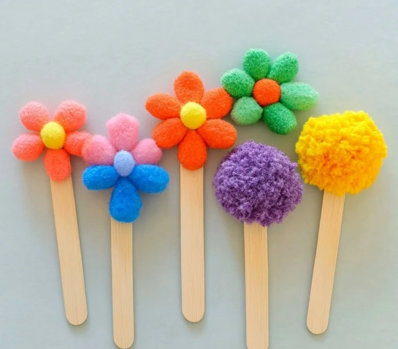 Colorful Pom Pom Flower Bookmark perfect for adding charm to your reading experience