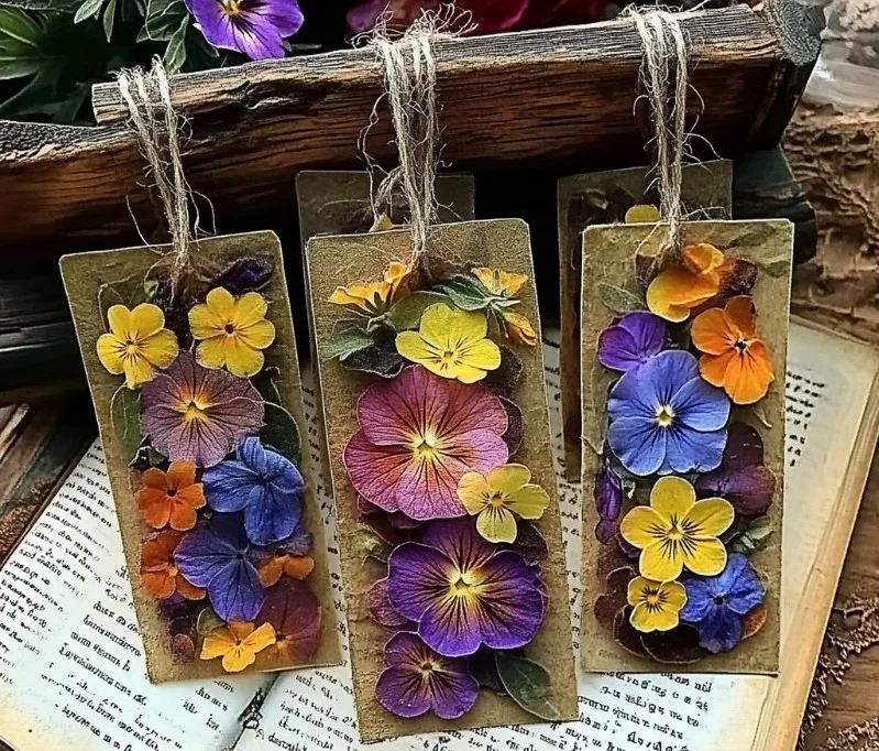 Beautiful pressed flower bookmarks showcasing vibrant floral designs