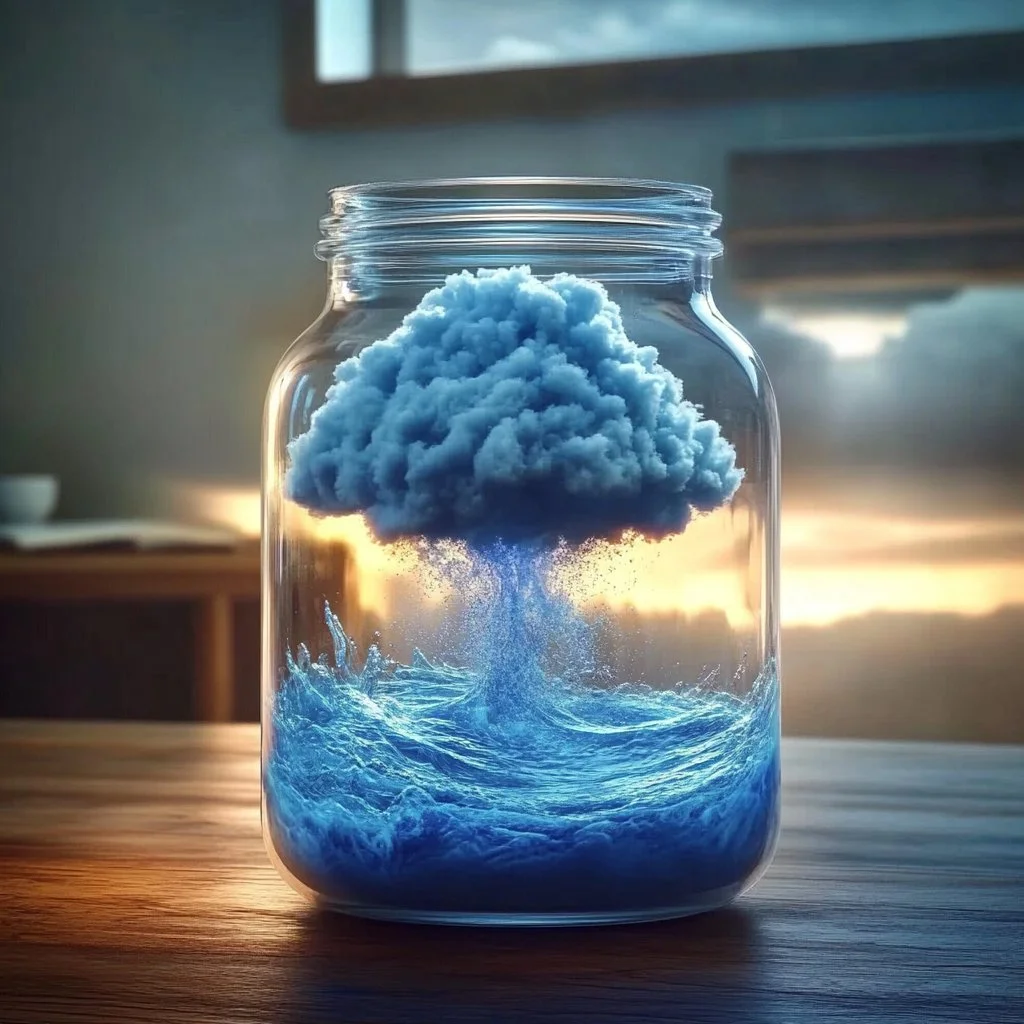 A DIY project creating a rain cloud in a jar demonstrating weather concepts.