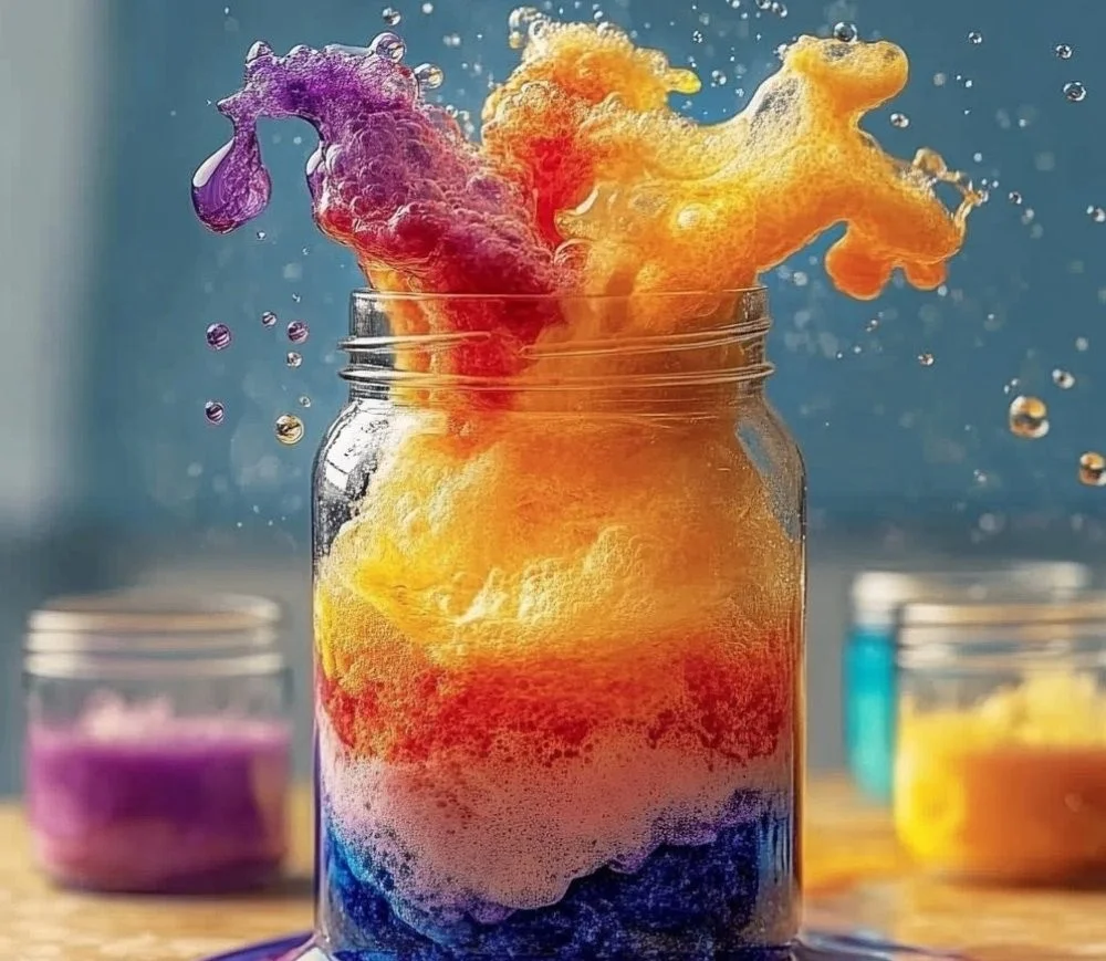 Rainbow Volcano Jar showcasing vibrant colors and unique design
