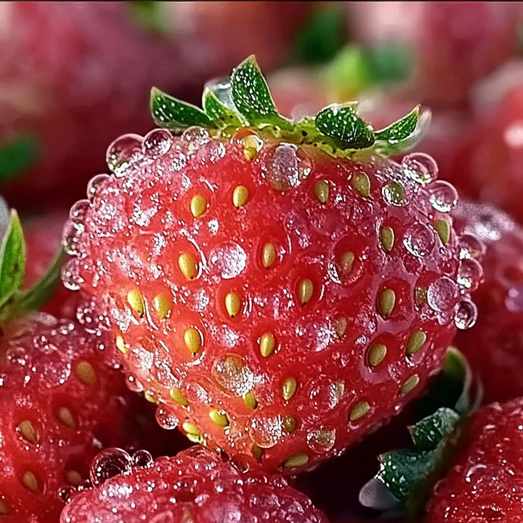 Rock candy strawberries coated in colorful sugar crystals
