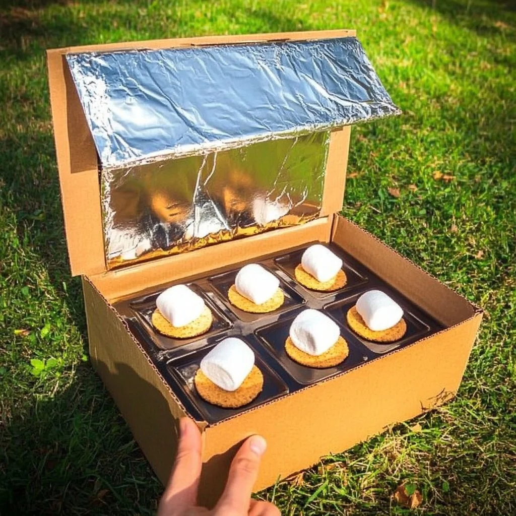 Delicious s'mores made in a solar oven under the sun.