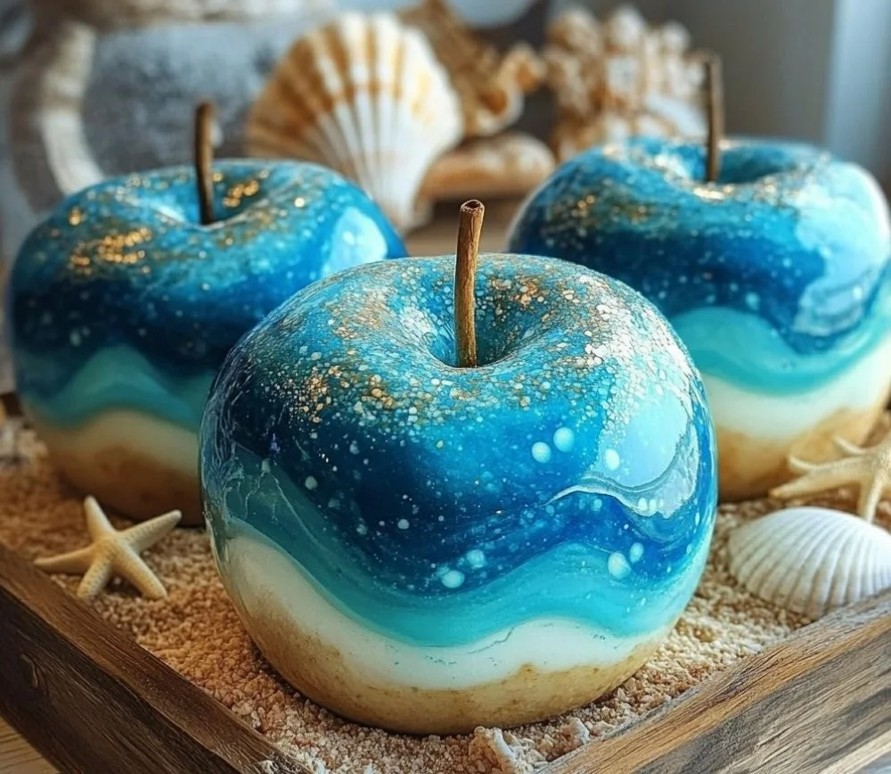 Delicious Sweet Ocean Candy Apples with vibrant colors and a glossy finish
