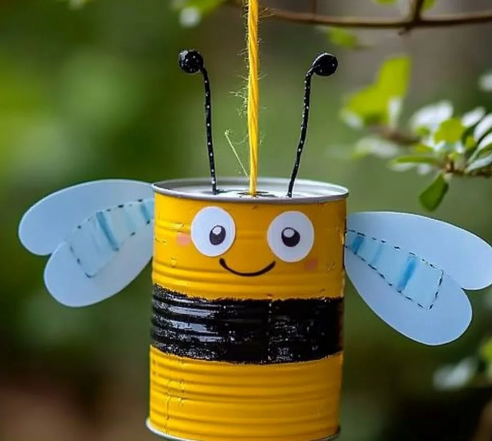 Colorful DIY bee craft project to enhance garden decor