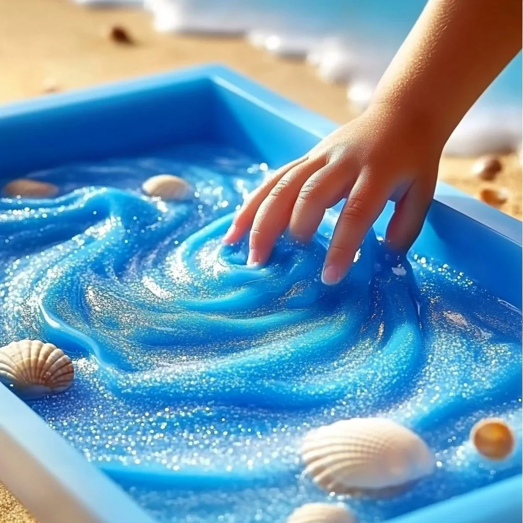 Colorful ocean slime created without borax, inspired by marine life.