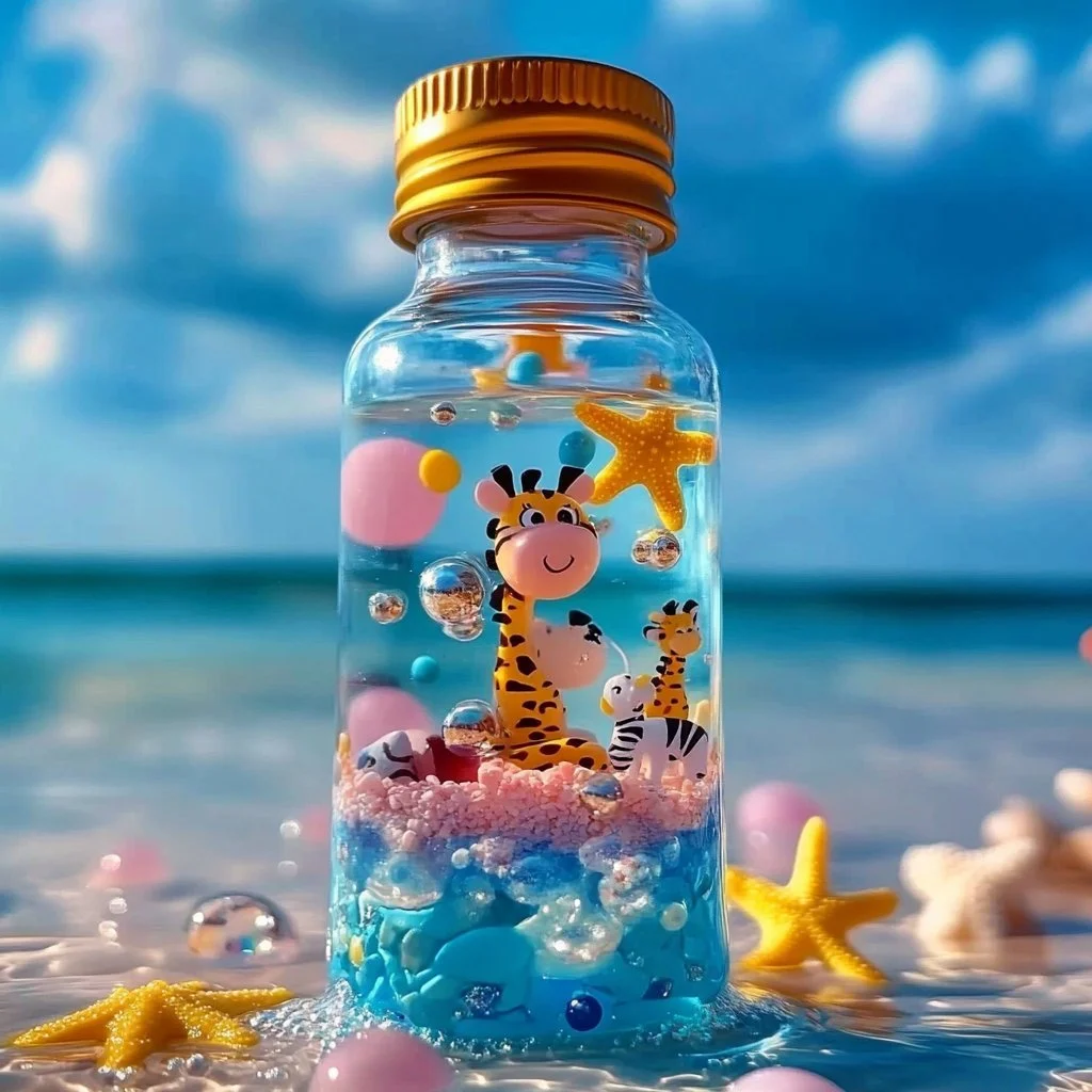 Zoo Mini Sensory Bottle featuring colorful animal-themed contents.