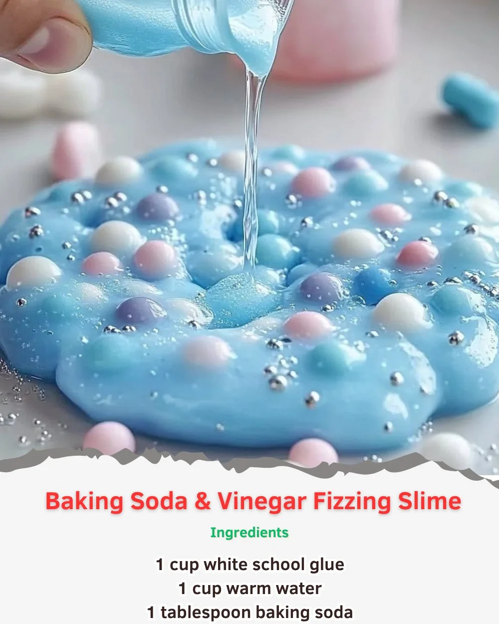 Baking Soda and Vinegar Fizzing Slime for kids' science experiments