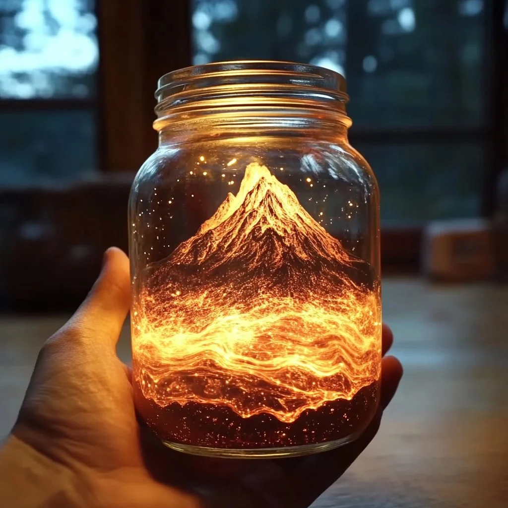 Baking soda volcano jar experiment showing eruption with colored mixture