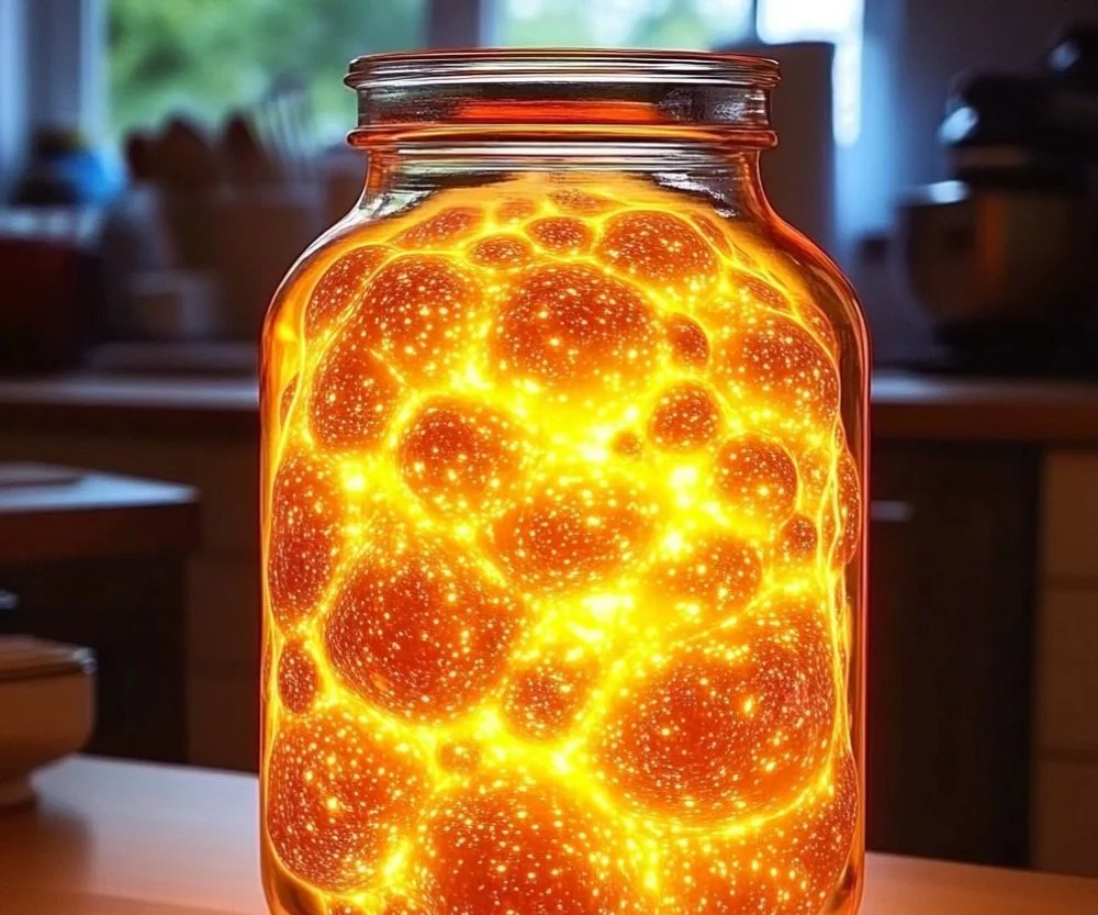 Boiling Lava Lamp Jar with colorful wax swirling inside a clear container