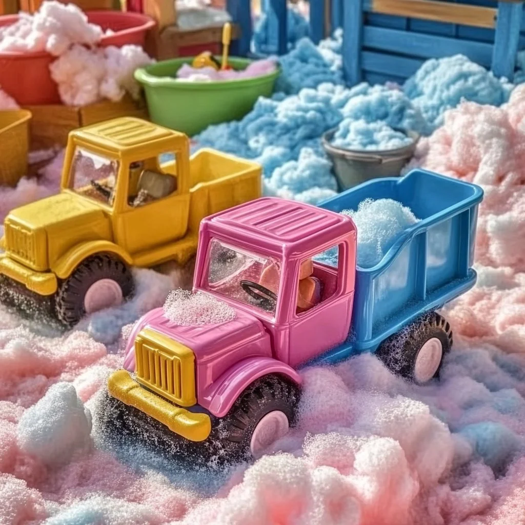 Bubble Trucks with soap foam creating fun and colorful bubbles for kids