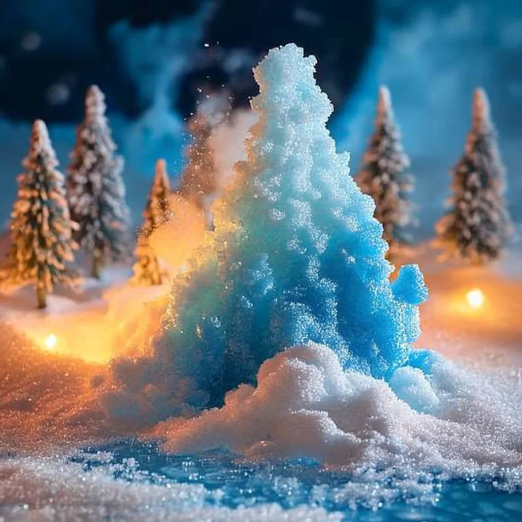 Bubbling ice volcano highlighting unique icy eruptions against a frozen backdrop