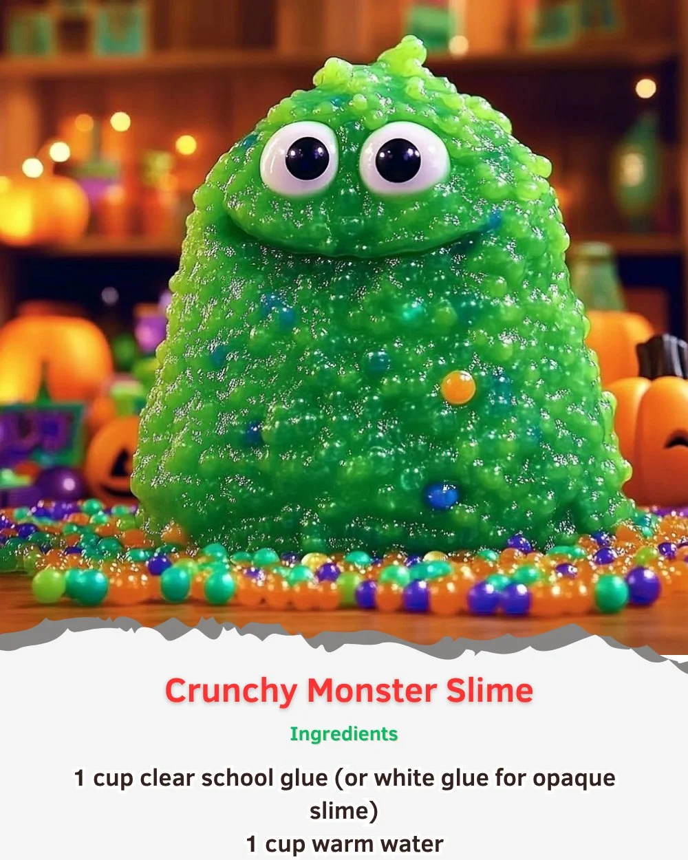 Crunchy Monster Slime for sensory play and fun activities
