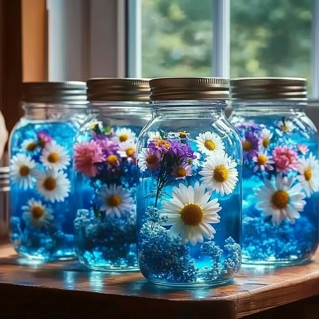 Homemade DIY gel air fresheners in colorful jars