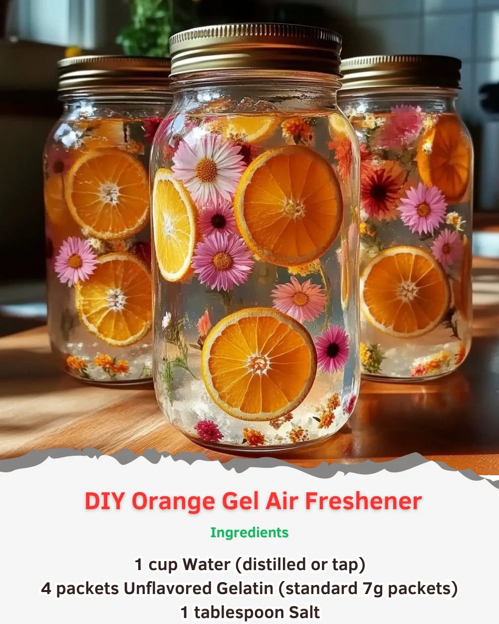 DIY orange gel air freshener made from natural ingredients for home fragrance
