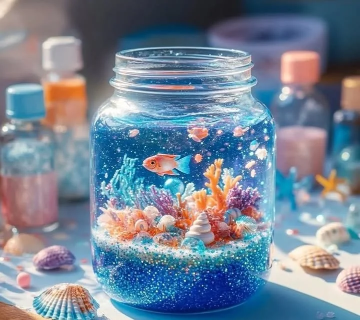 DIY Under the Sea snow globe craft project with sea creatures