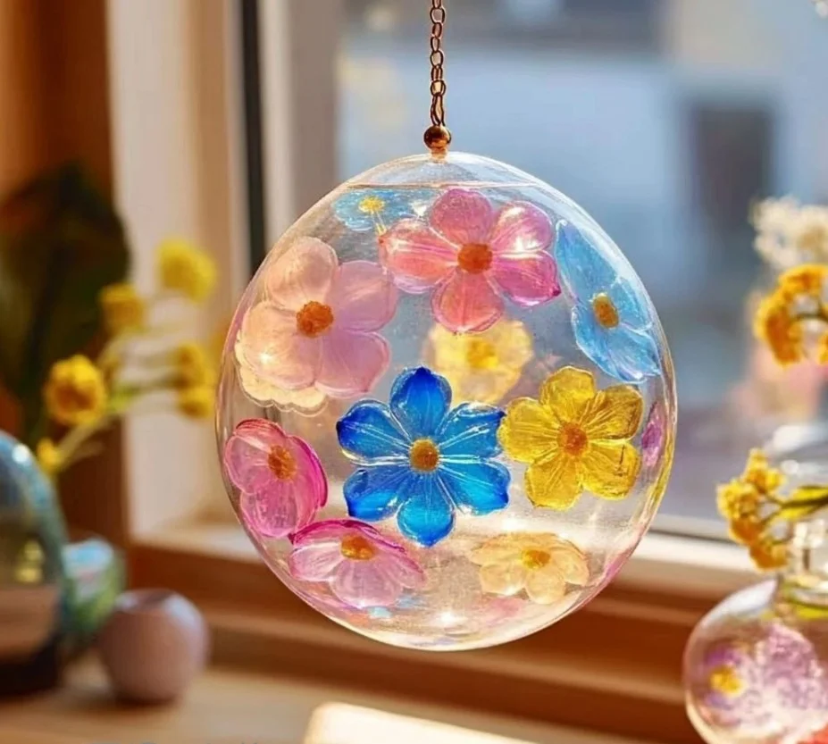 DIY gelatine flower suncatcher in vibrant colors