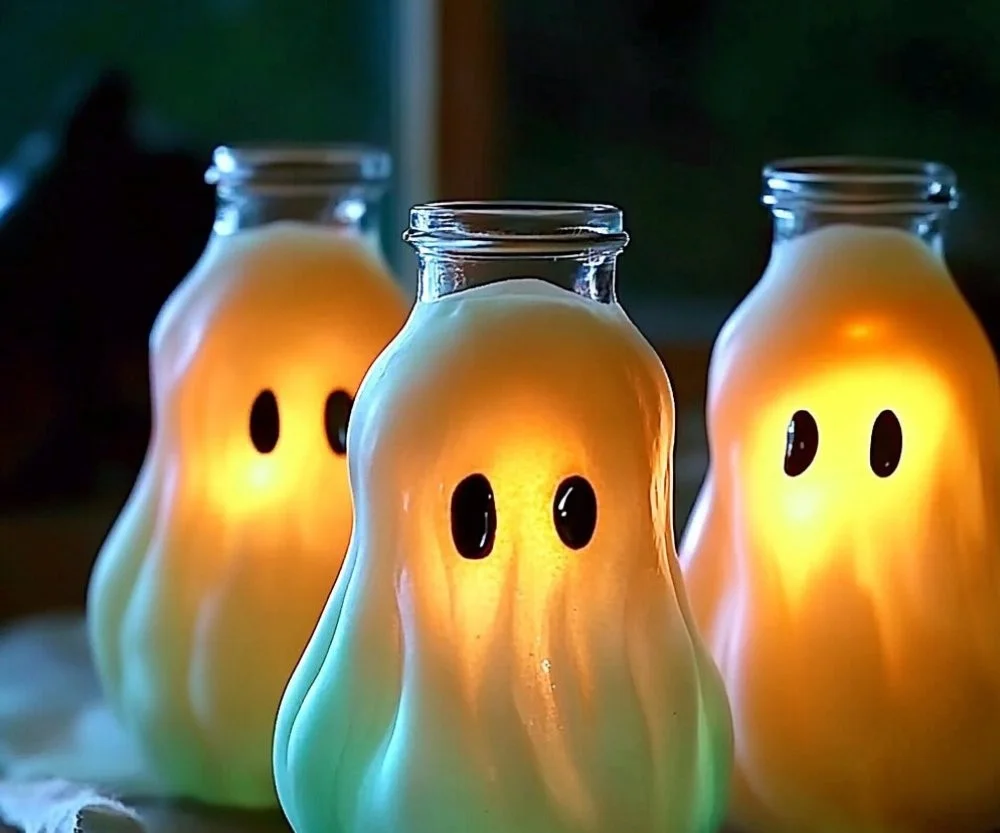 Glow in the Dark Ghost in a Jar decoration for Halloween
