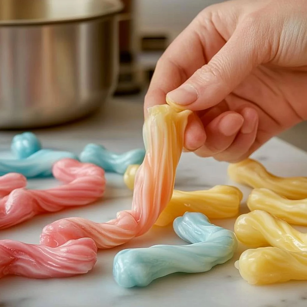 Delicious homemade saltwater taffy in various colors and flavors