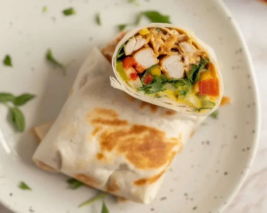 Healthy breakfast burrito filled with eggs and vegetables, perfect for weight loss.