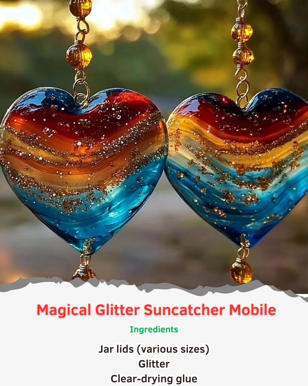 Beautiful glitter suncatcher mobile reflecting light and adding sparkle to interiors.