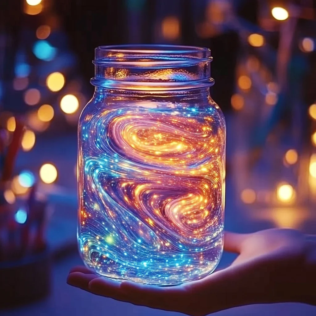 Magical glowing jar for kids, perfect for imaginative play and nighttime fun.
