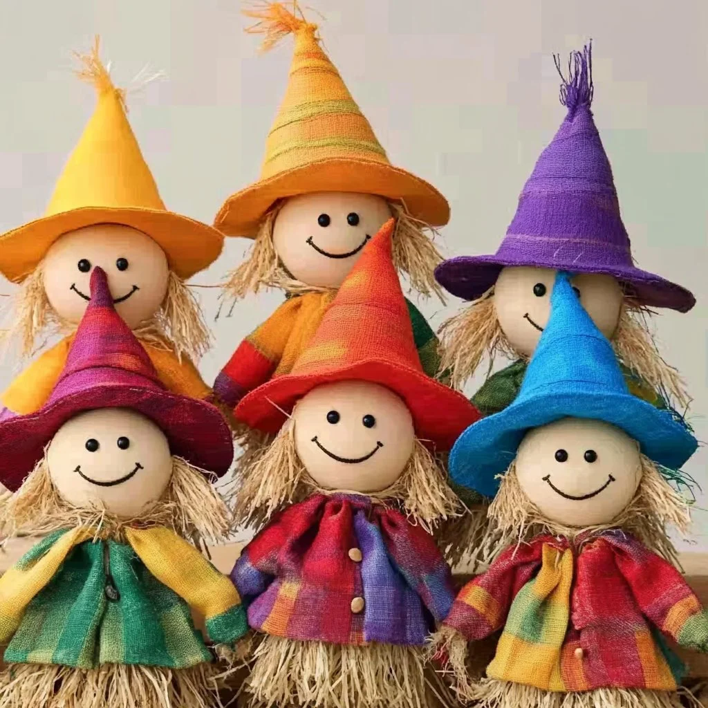 Charming Mini Scarecrow decor for garden enhancement and bird deterrence.