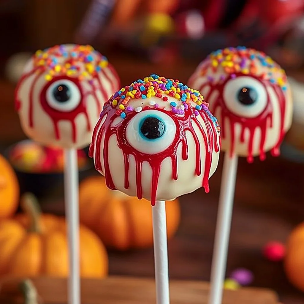 Spooky Monster Eyeball Cake Pops for Halloween celebrations