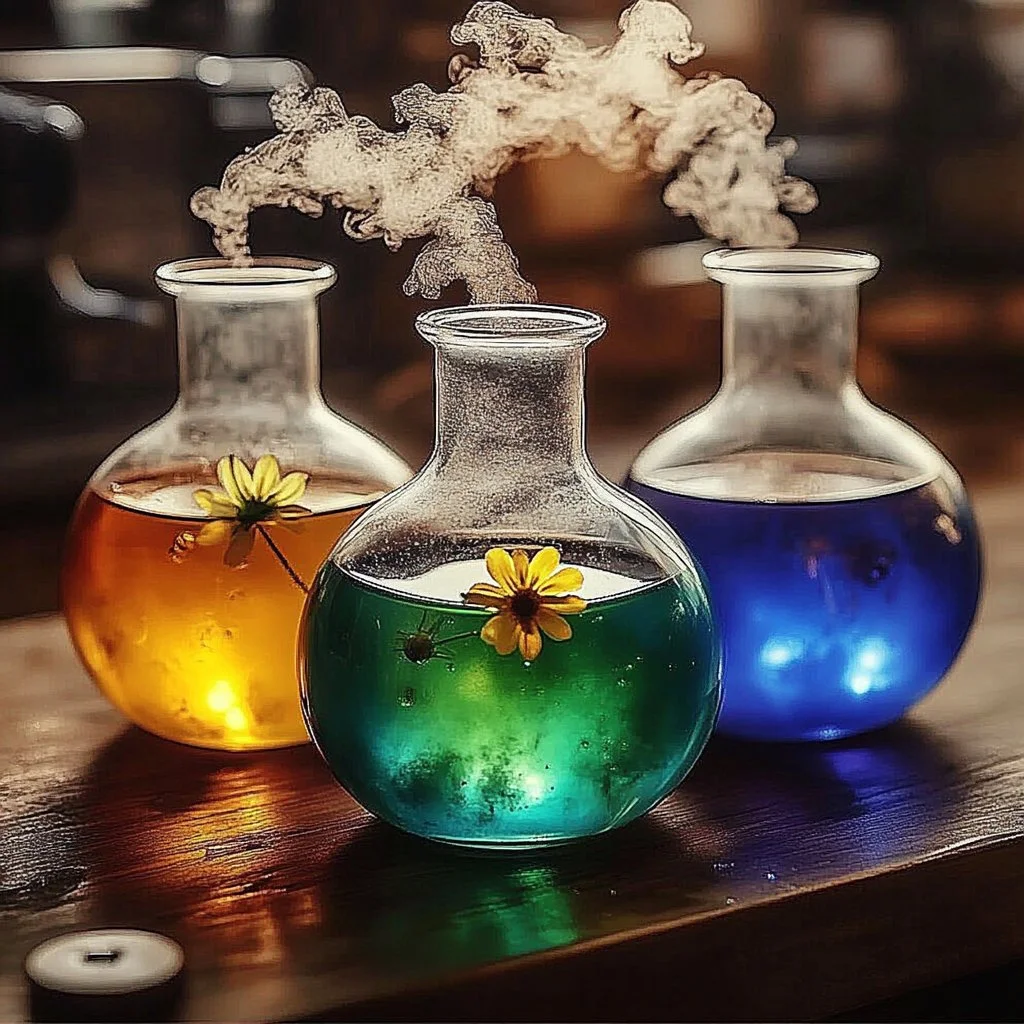 Kids engaging in a colorful potion experiment activity.