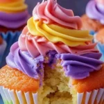 Rainbow Swirl Cupcakes with vibrant frosting and sprinkles