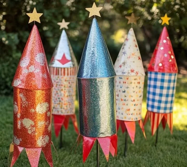Colorful rocket decorations for parties and events