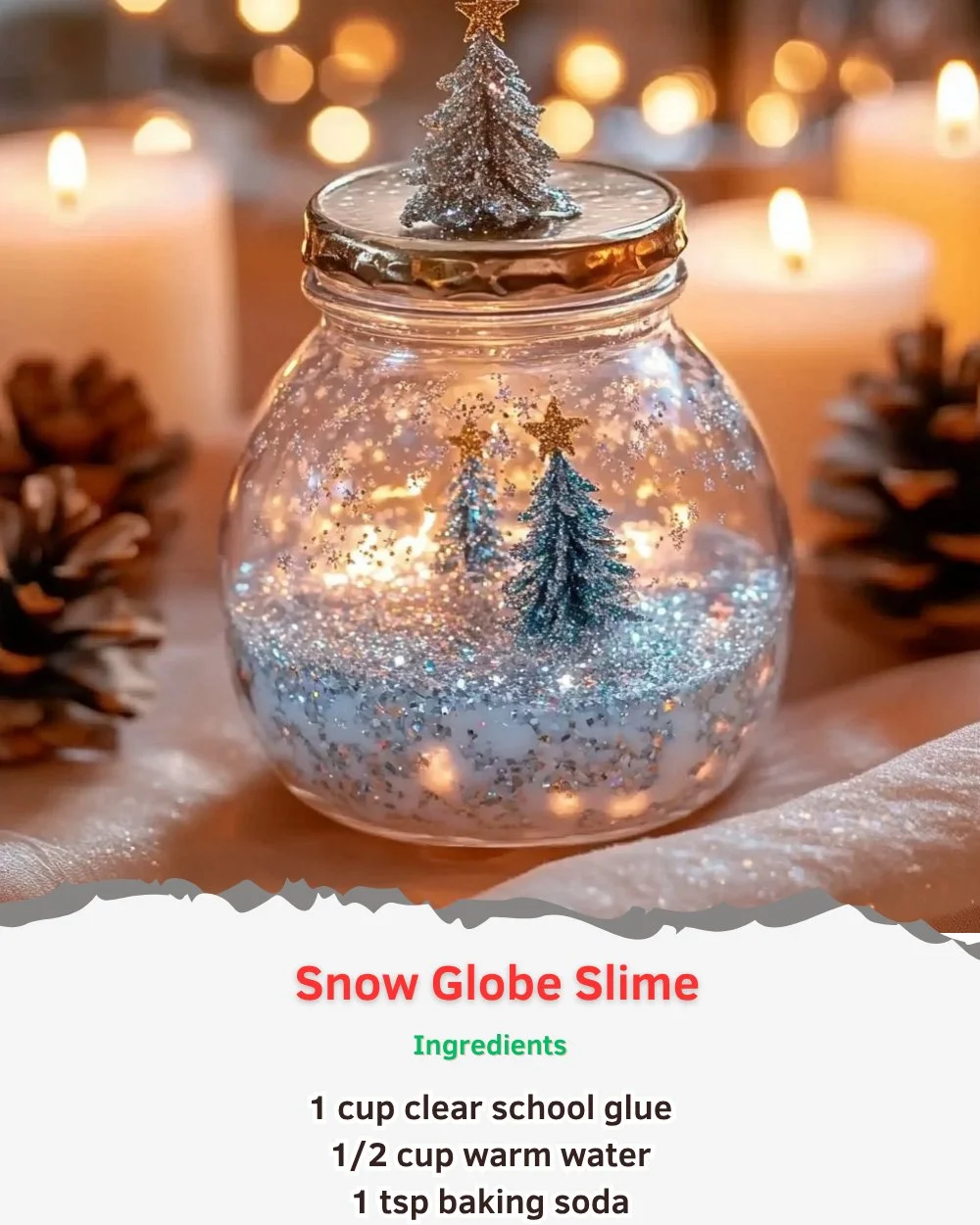 Colorful Snow Globe Slime with sparkles and snow-like texture