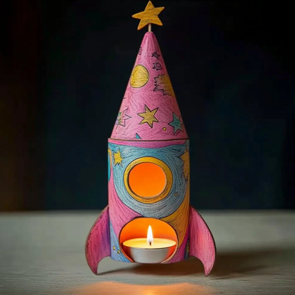 Toilet Roll Space Rocket night lights for kids' rooms