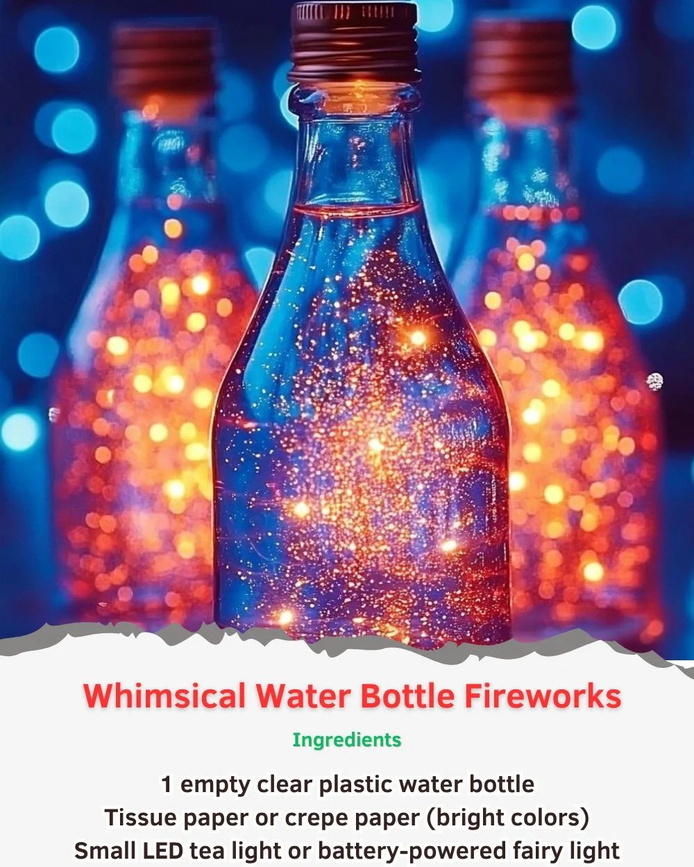 Vibrant whimsical water bottle design featuring colorful fireworks