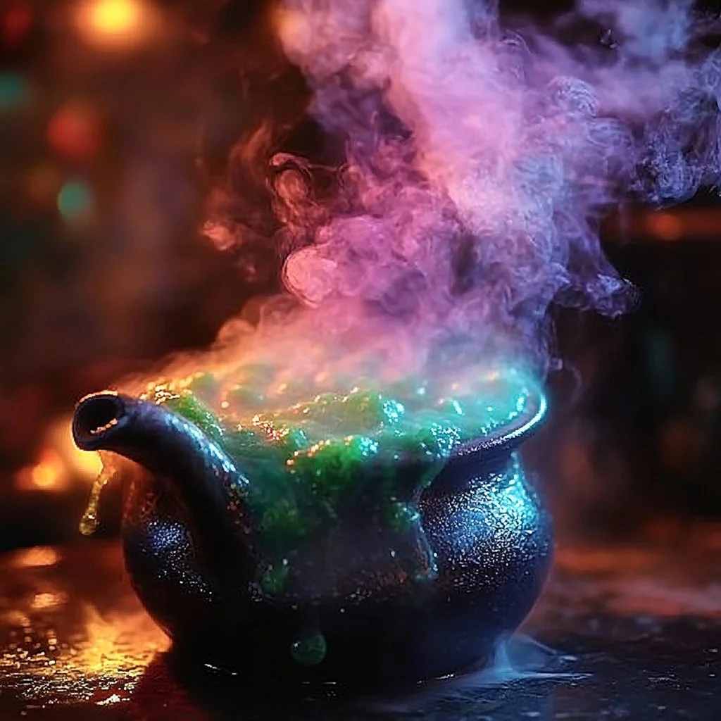 Witch's Brew Fog Machine creating a spooky atmosphere for Halloween events.
