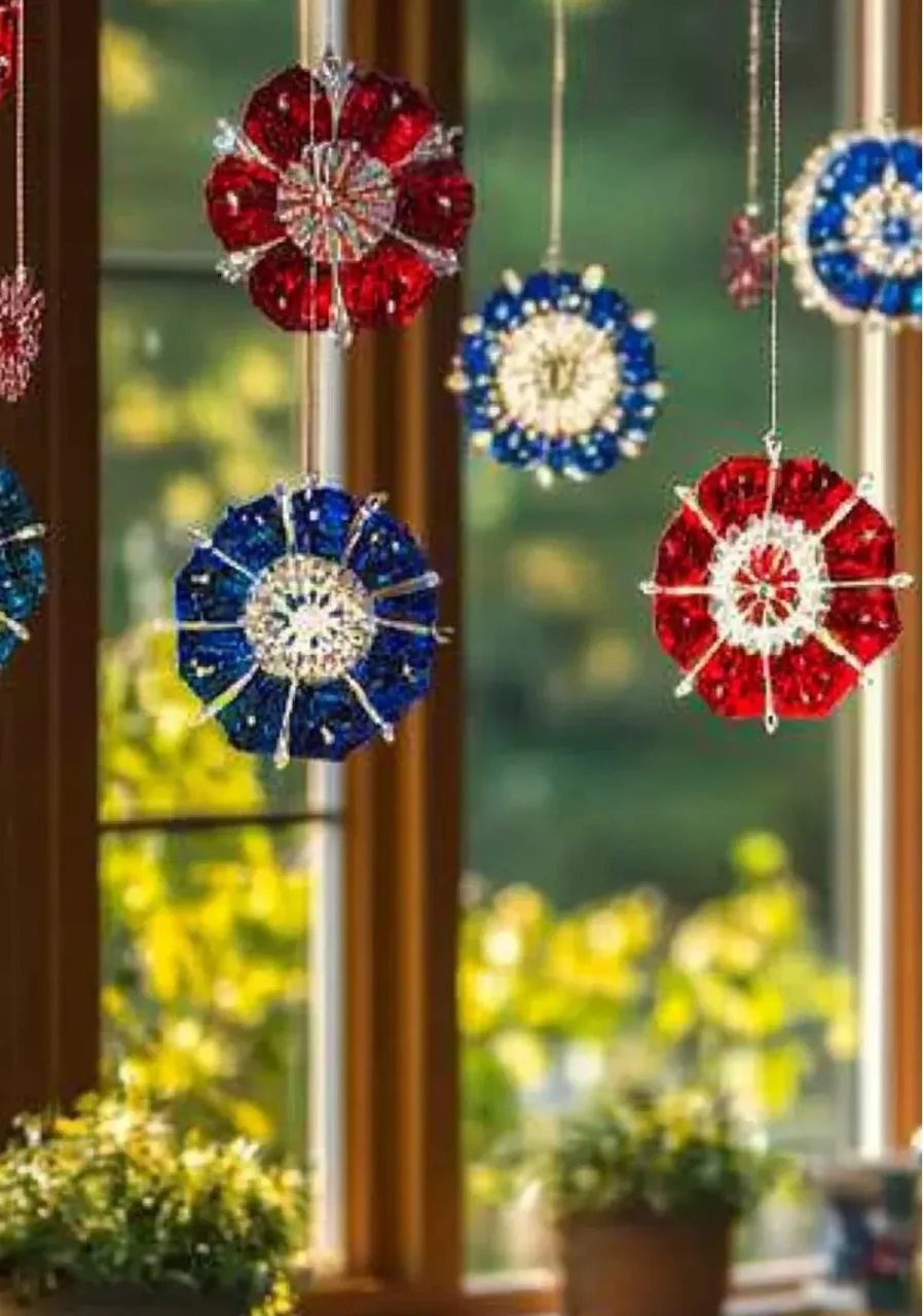 Colorful 4th of July suncatchers for festive holiday decor