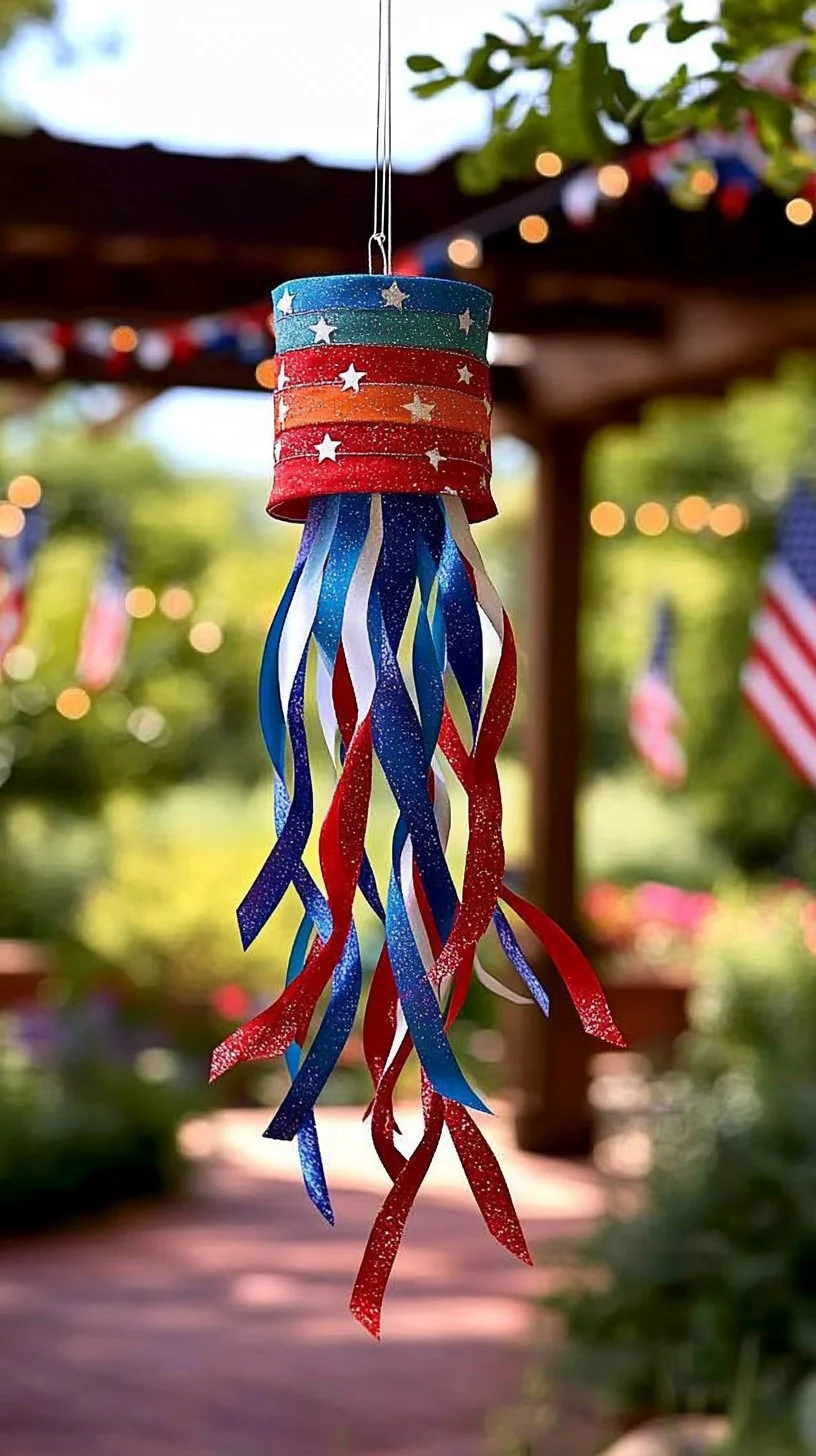 Colorful July windsock for 4th of July celebrations.