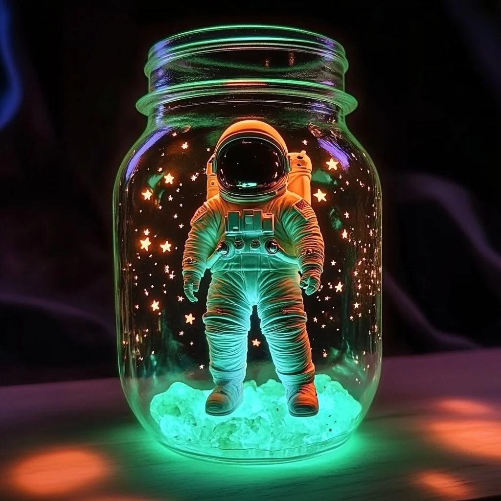 Astronaut and glow stars mason jar night light craft for kids