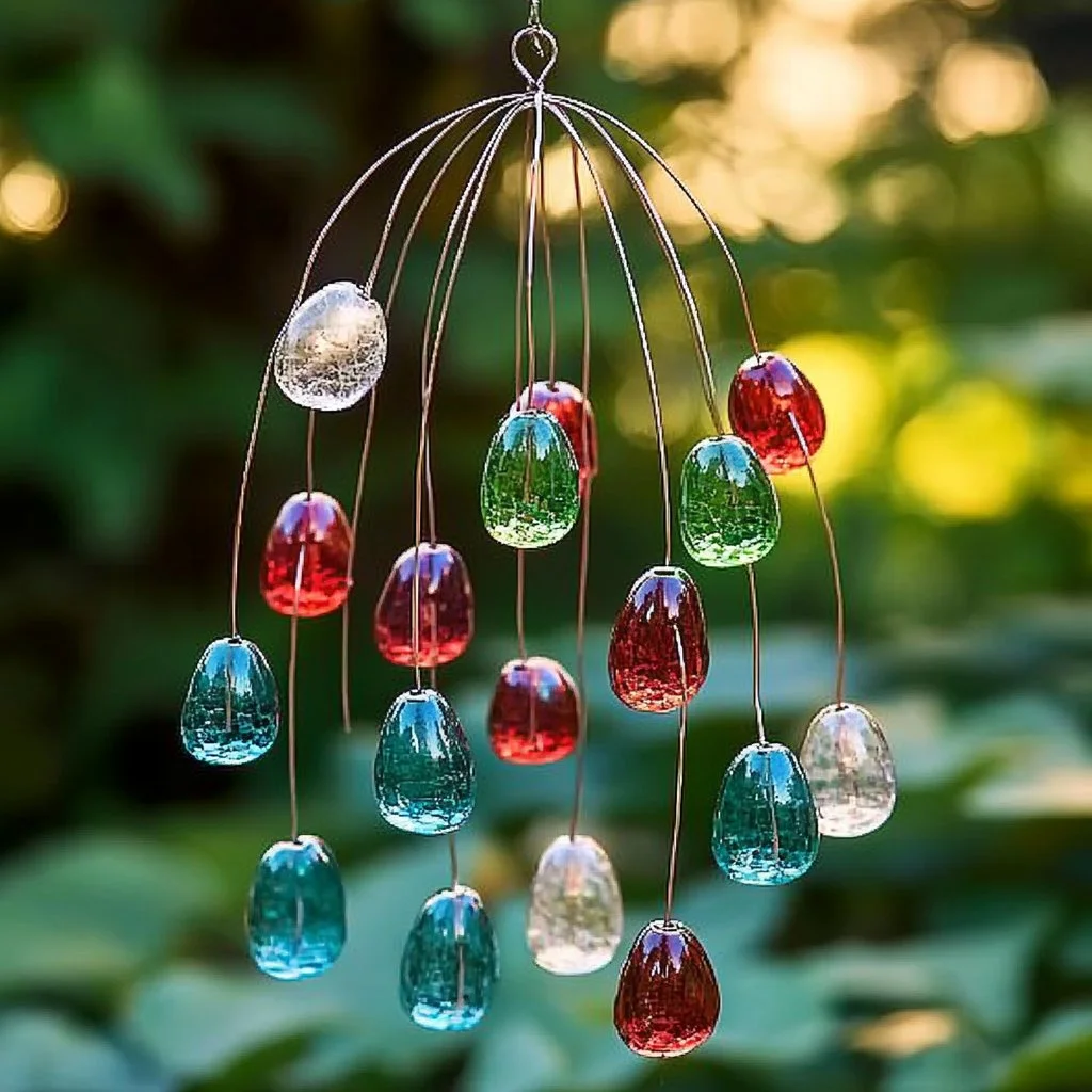 Colorful beaded garden sparkler enhancing outdoor decor