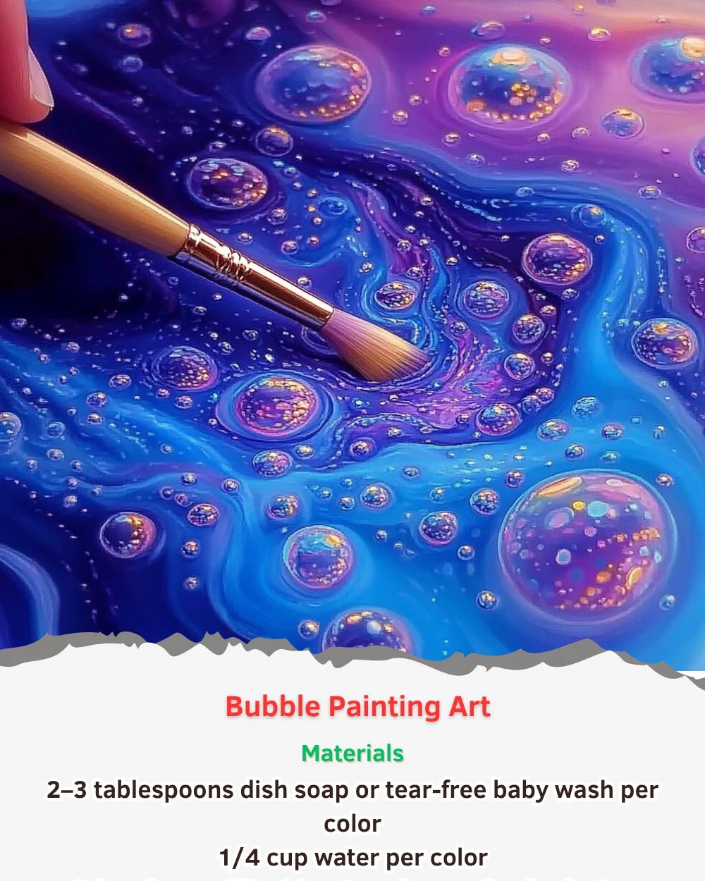 Colorful Bubble Painting Art with vibrant bubbles creating unique patterns.