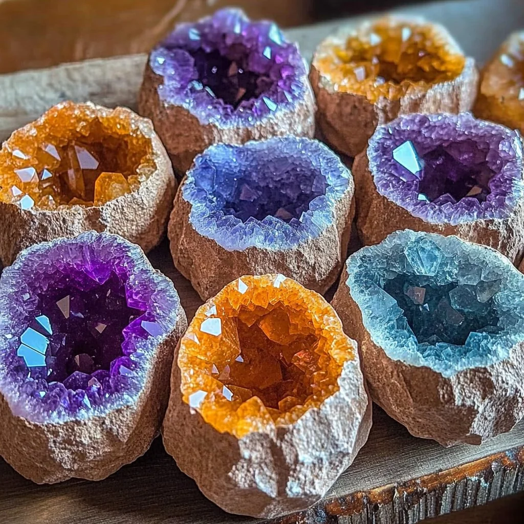 Colorful Crystal Geode Eggs showcasing stunning natural formations.