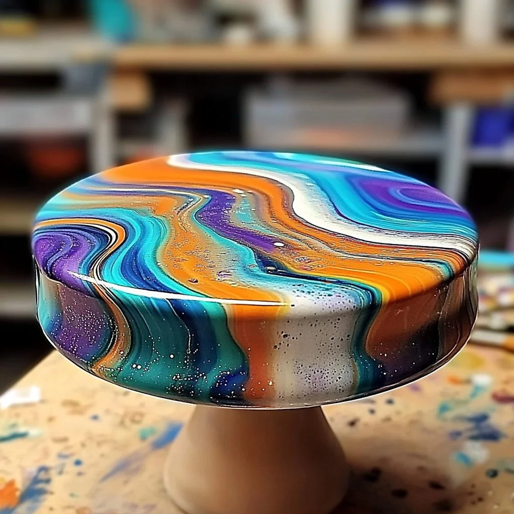 DIY Dutch Pour Painting coasters showcasing vibrant fluid art techniques