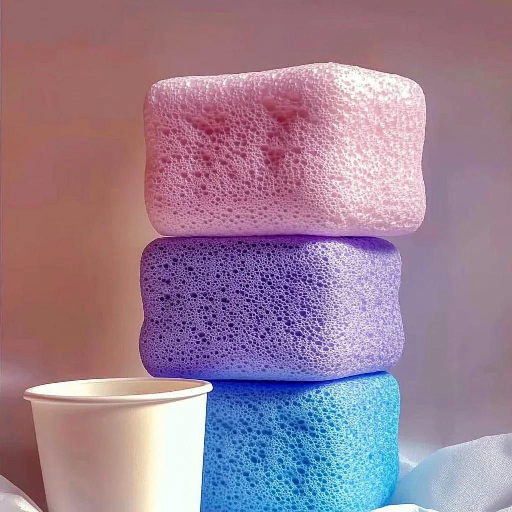 Colorful DIY floam made with foam beads and glue in a kid's craft project